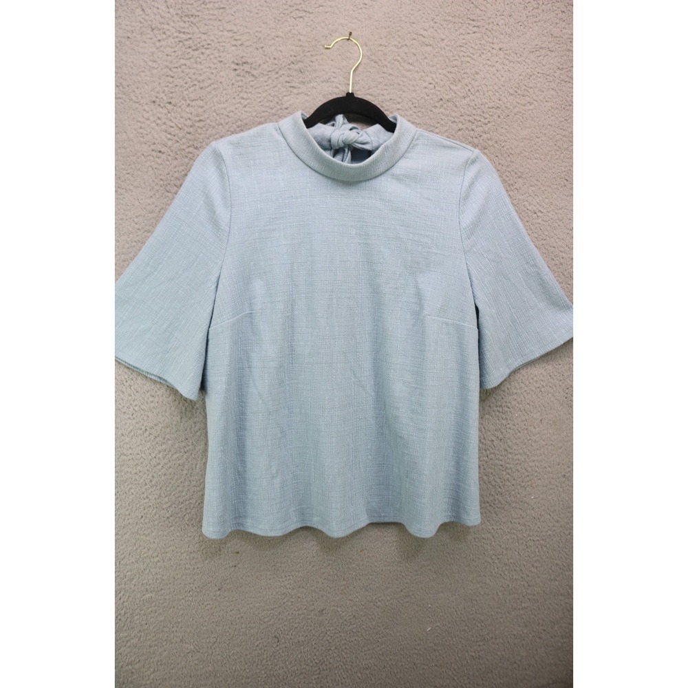 Current Air-Anthropologie Blue Textured Back Tie Top-Med-NWT-Minimalist-Office